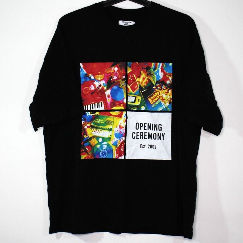Opening Ceremony Mens Medium Boxes Print Spell Out T-Shirt N1106